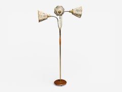 Swedish Modern, Adjustable Floor Lamp, Wood, Metal, Fabric, Sweden, 1950s