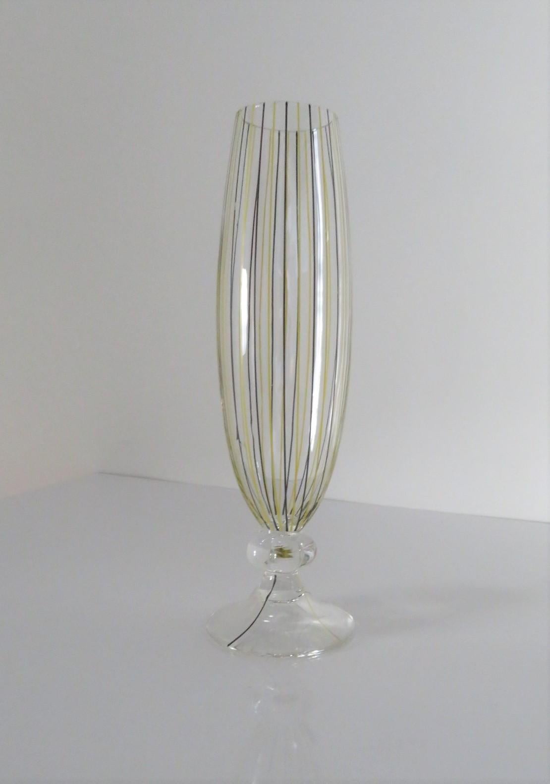 Scandinavian Modern Swedish Modern AFORS Blown Glass Stemmed Vase, Sweden, 1940s For Sale