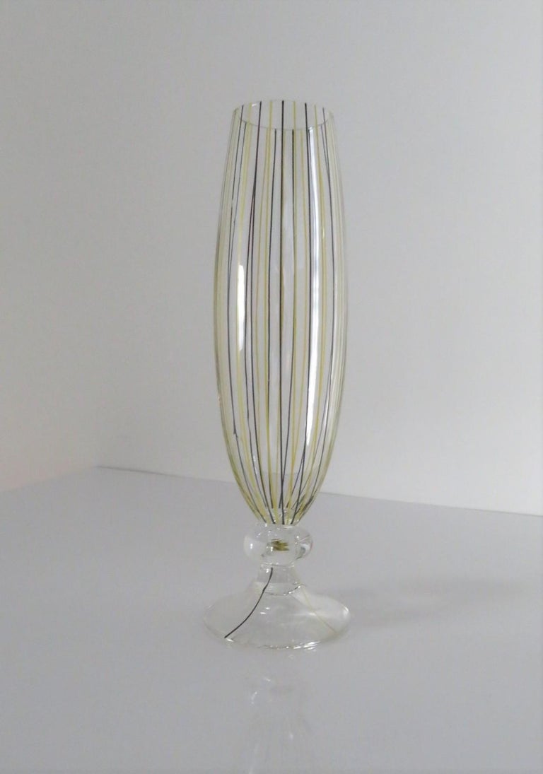 Swedish Modern AFORS Blown Glass Stemmed Vase, Sweden, 1940s In Good Condition For Sale In Miami, FL