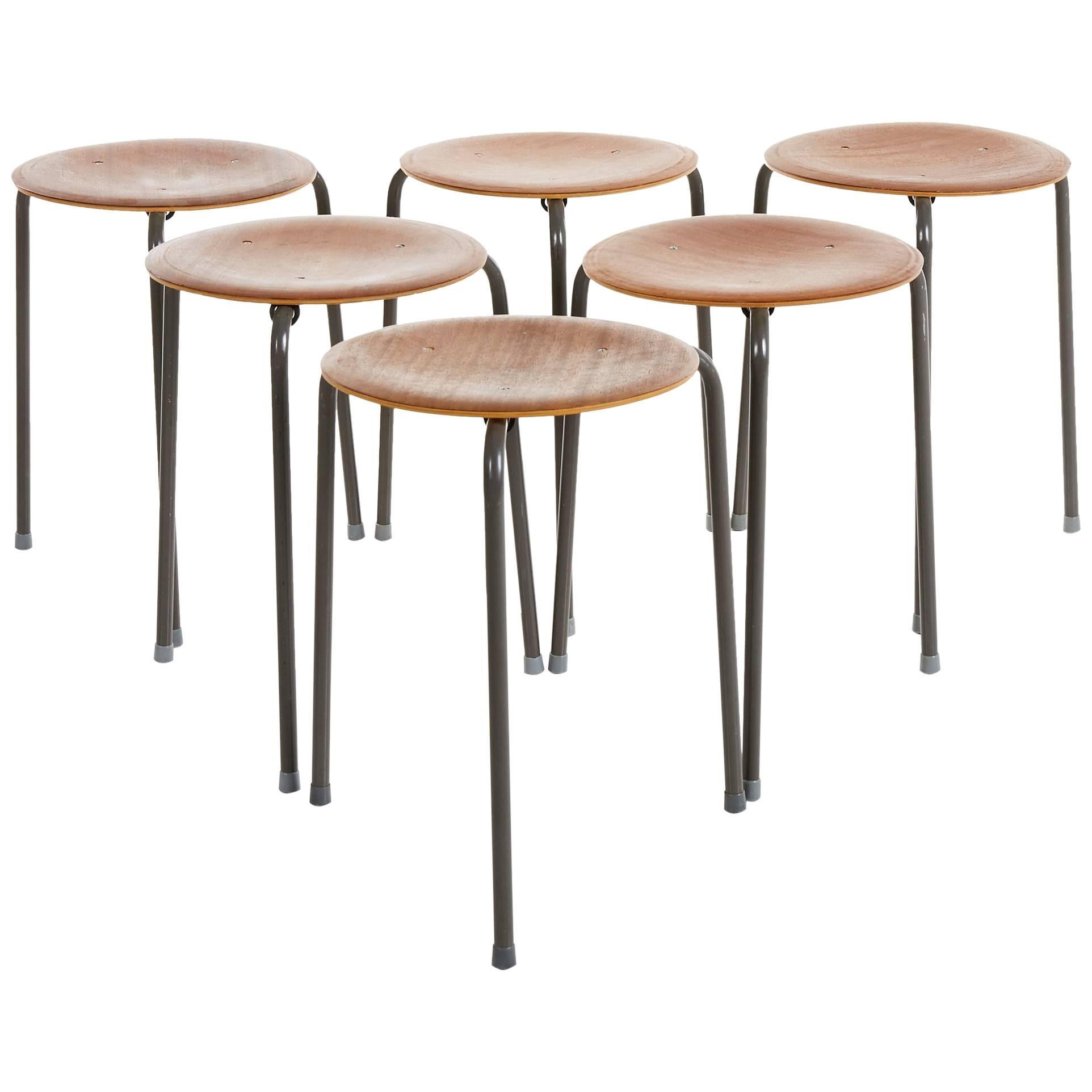 Swedish Modern, Architects Stools, Mahogany, 1950s attributed to Arne Jacobsen For Sale