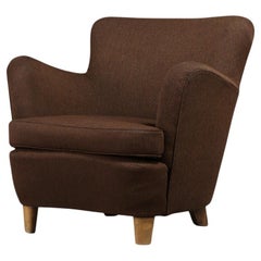 Swedish Modern Armchair in Brown Fabric, 1940s