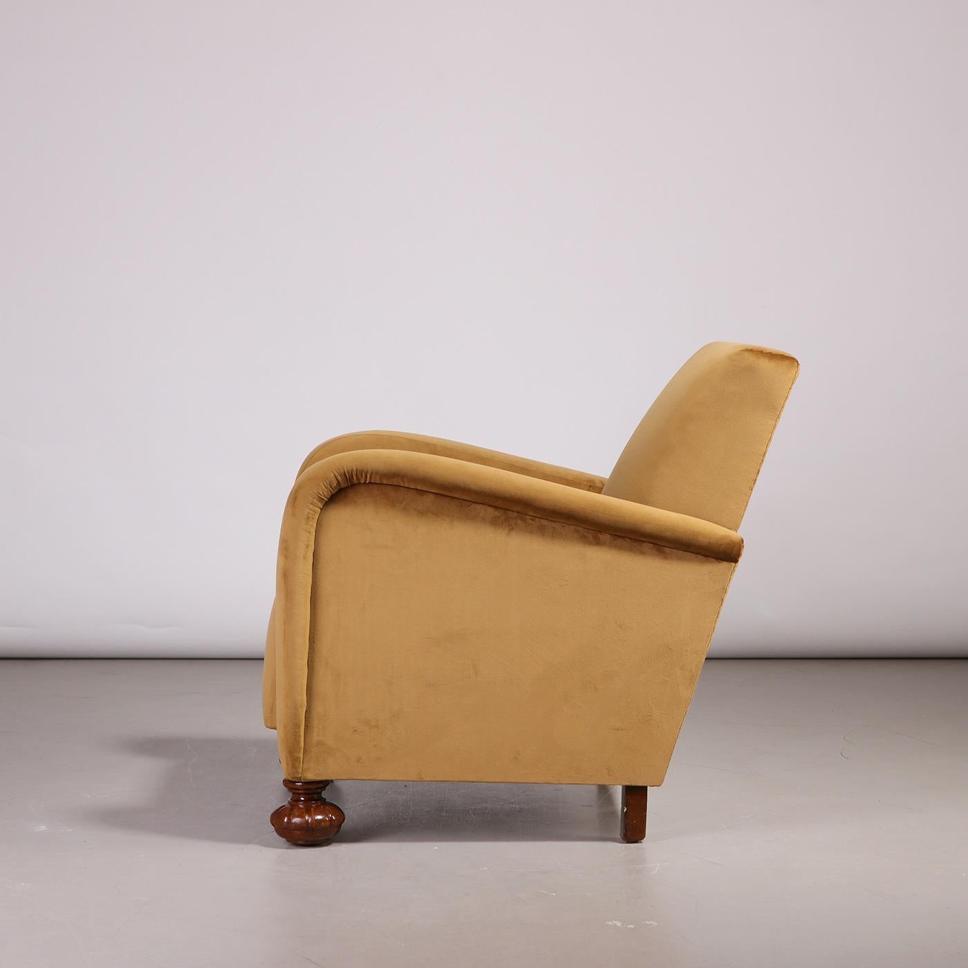 Scandinavian Modern Swedish Modern Armchair in Yellow Fabric, 1940s For Sale