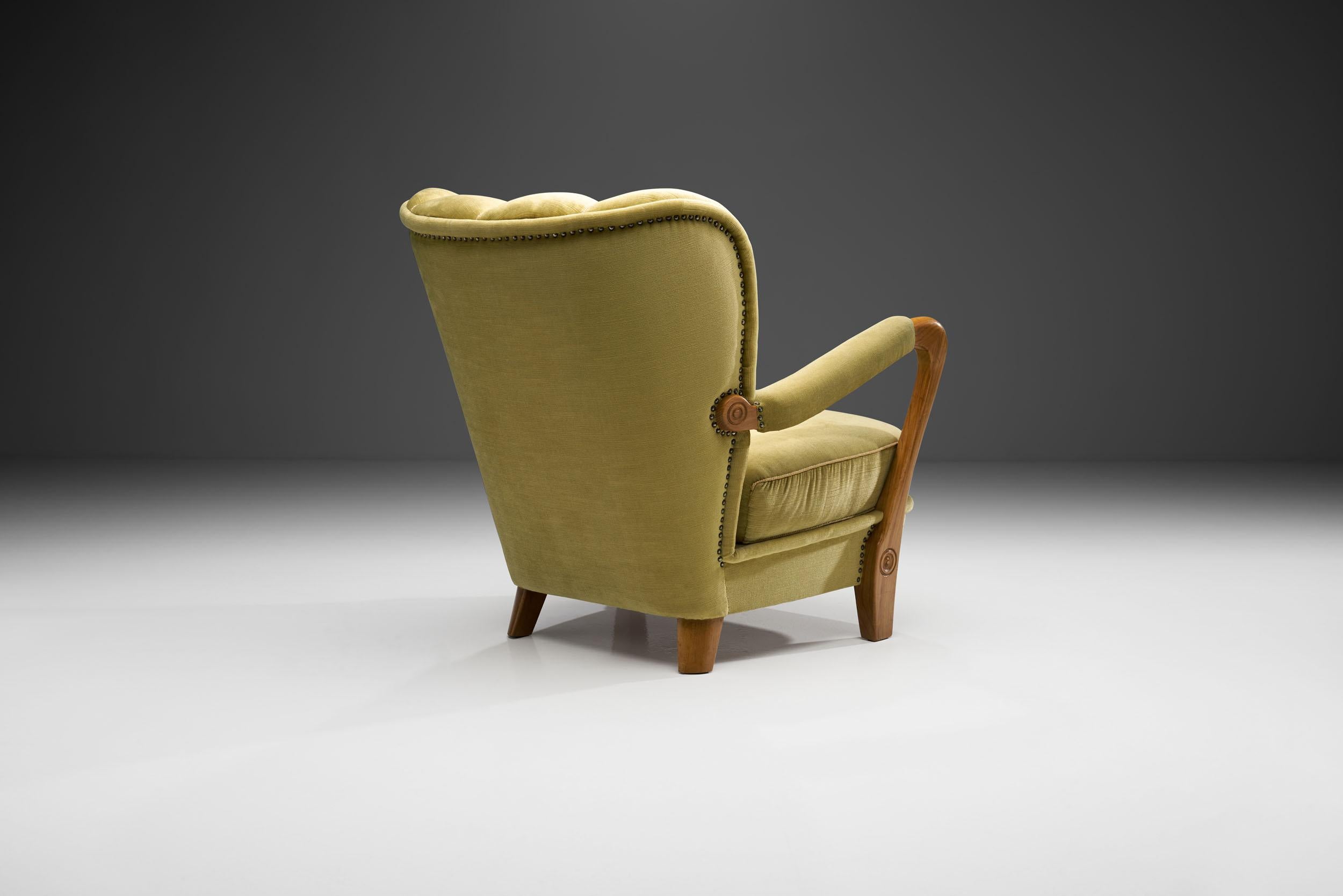 Fabric Swedish Modern Armchair, Sweden ca 1940s
