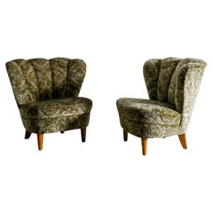 Swedish Modern Armchairs Attributed to Gösta Jonsson in Floweral Fabric, 1940s