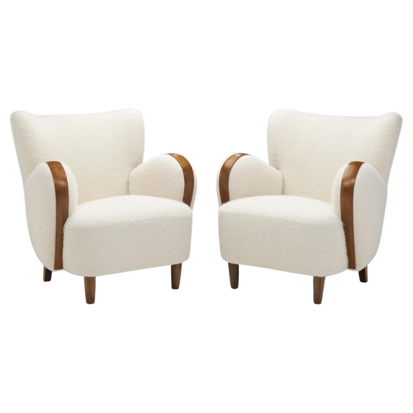 Swedish Modern Armchairs with Elm Legs, Sweden 1950s For Sale