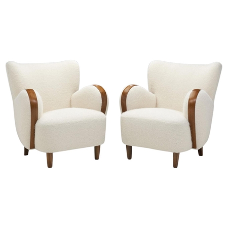 Swedish Modern Armchairs with Elm Legs, Sweden 1950s