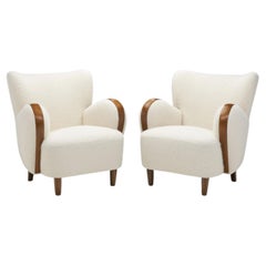 Swedish Modern Armchairs with Elm Legs, Sweden 1950s