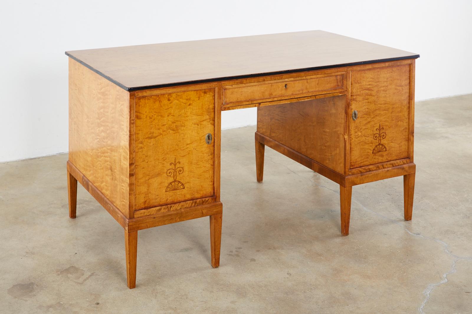 Hand-Crafted Swedish Modern Art Deco Birch Writing Table by Bodafors