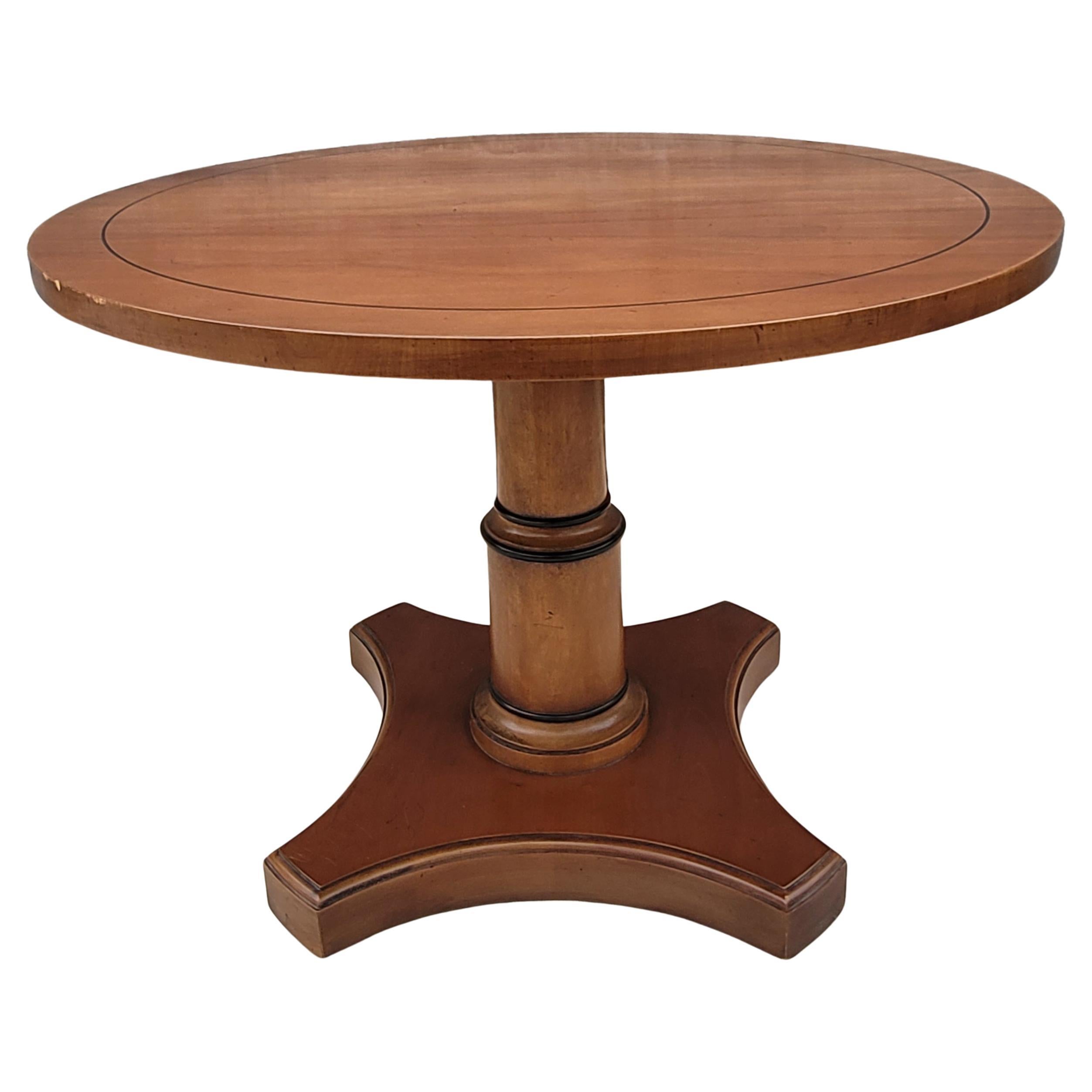 Veneer Swedish Modern Art Deco Style Fruitwood Round Pedestal End or Side Table For Sale