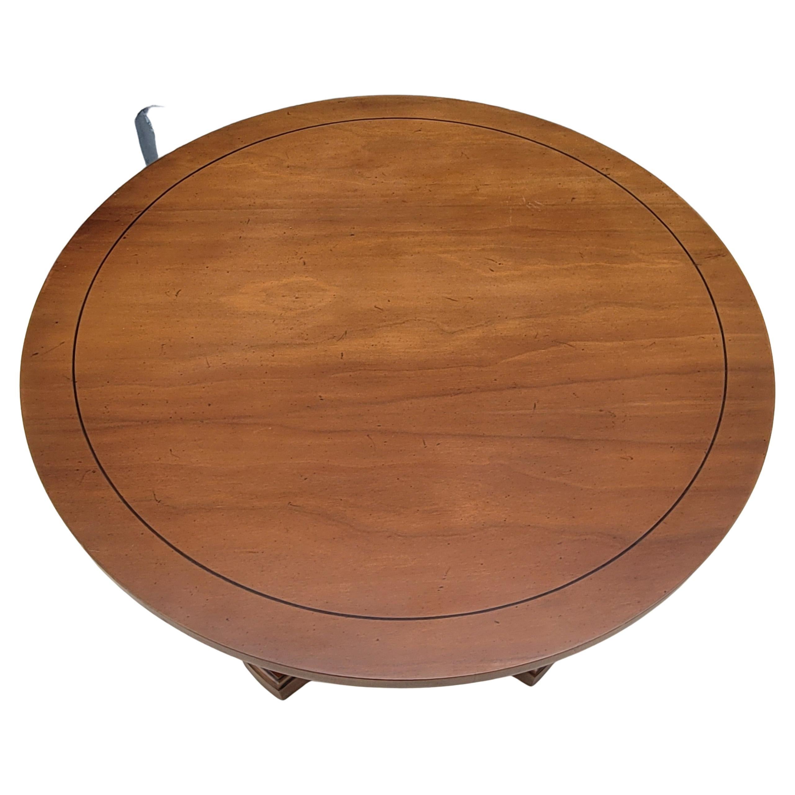 Swedish Modern Art Deco Style Fruitwood Round Pedestal End or Side Table In Good Condition For Sale In Germantown, MD