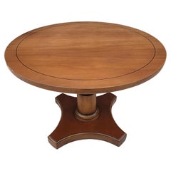 Vintage Swedish Modern Art Deco Style Fruitwood Round Pedestal End or Side Table