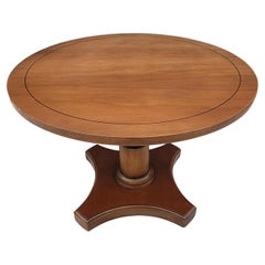 Mesa auxiliar o auxiliar redonda con pedestal de madera de frutal de estilo Art Decó moderno sueco