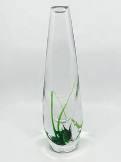 Swedish Modern Art Glass Seaweed Vase Vicke Lindstrand for Kosta Boda, 1960s