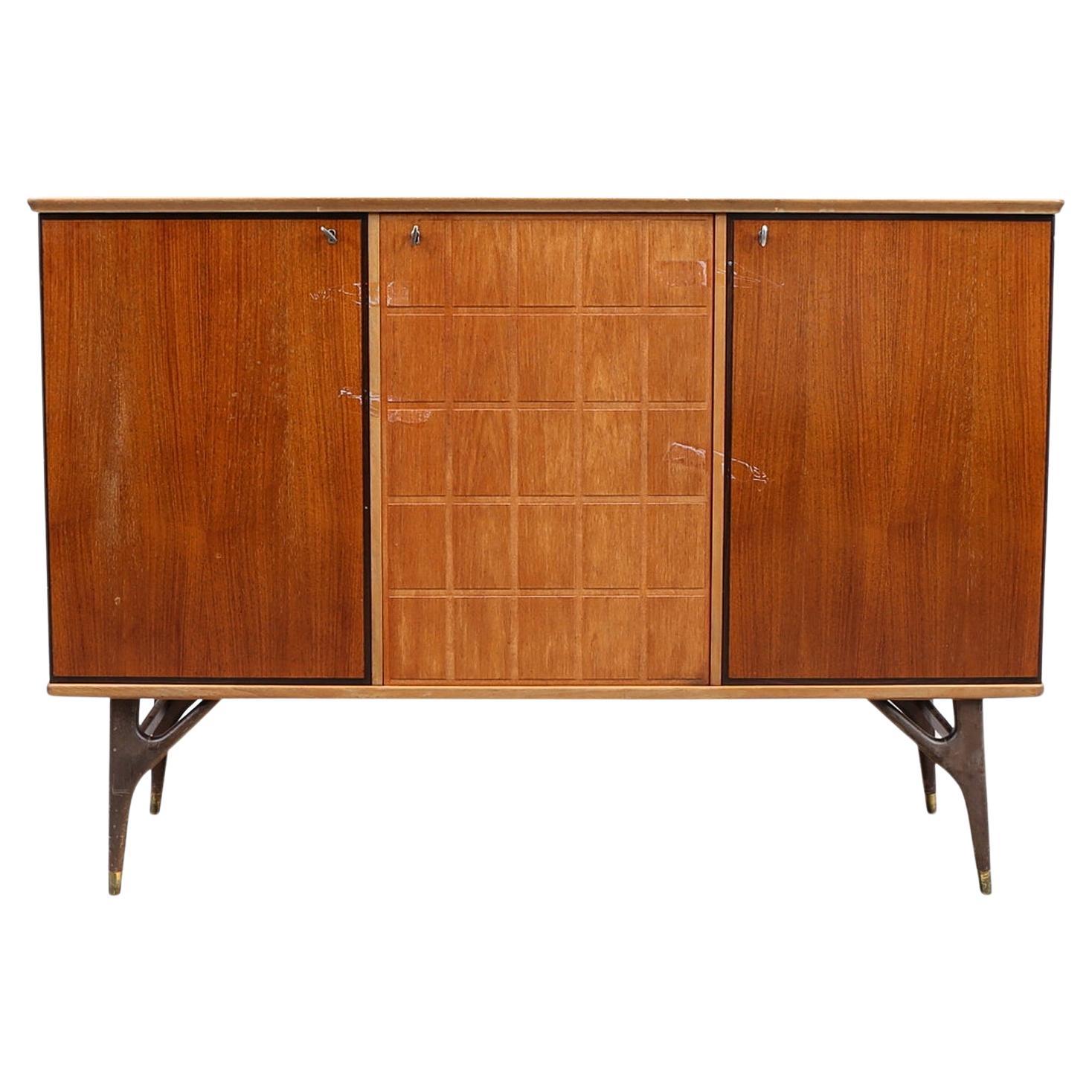 Swedish Modern Atomic High Sideboard in Teak