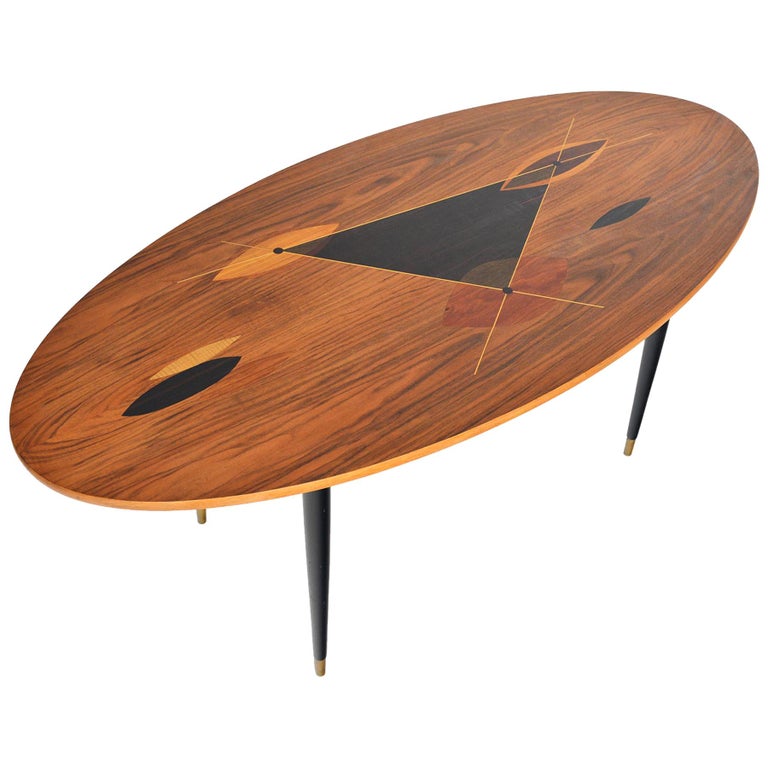 Swedish Modern Atomic Inlay Coffee Table For Sale at 1stdibs