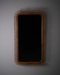 Swedish Modern bamboo and rattan mirror, anonymous designer, 1940s–1950s