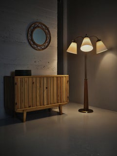 Swedish modern bamboo wall mirror by unknown designer, 1950s