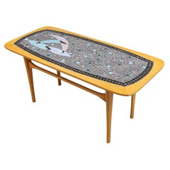Swedish Modern Beech + Mosaic Tile Coffee Table