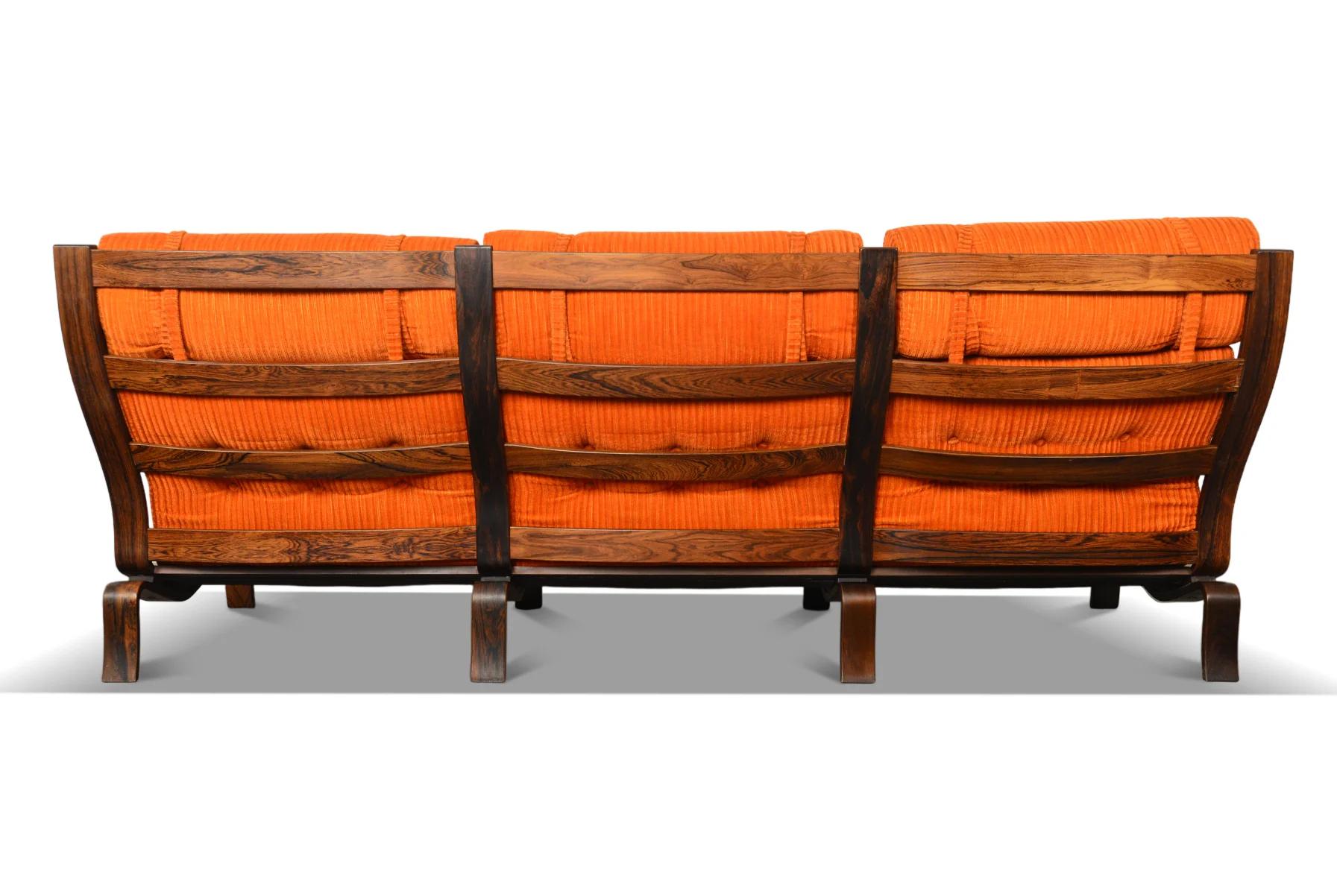 Swedish Modern Bent Rosewood Sofa by Lindlofs Mobler 5