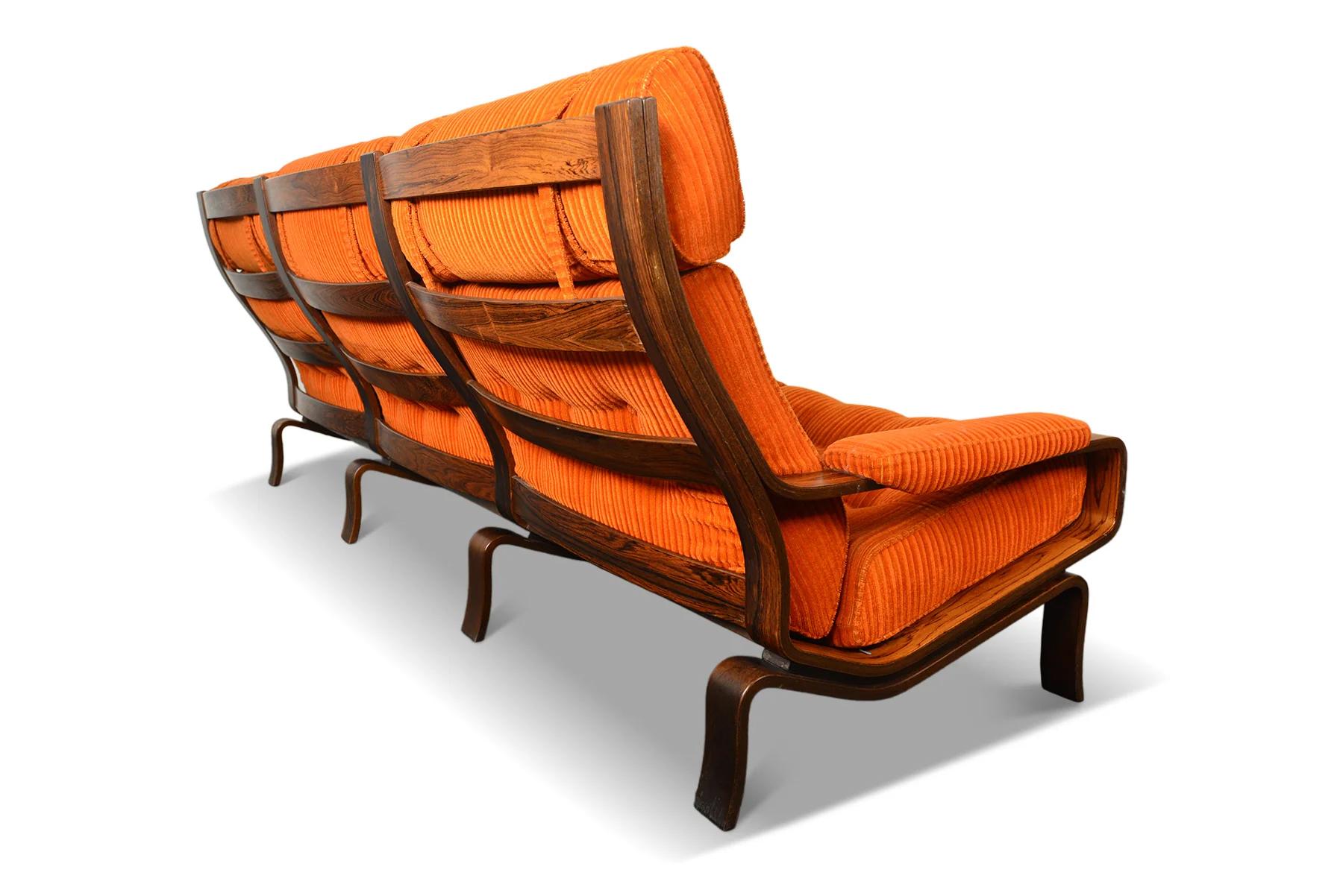Swedish Modern Bent Rosewood Sofa by Lindlofs Mobler For Sale 4