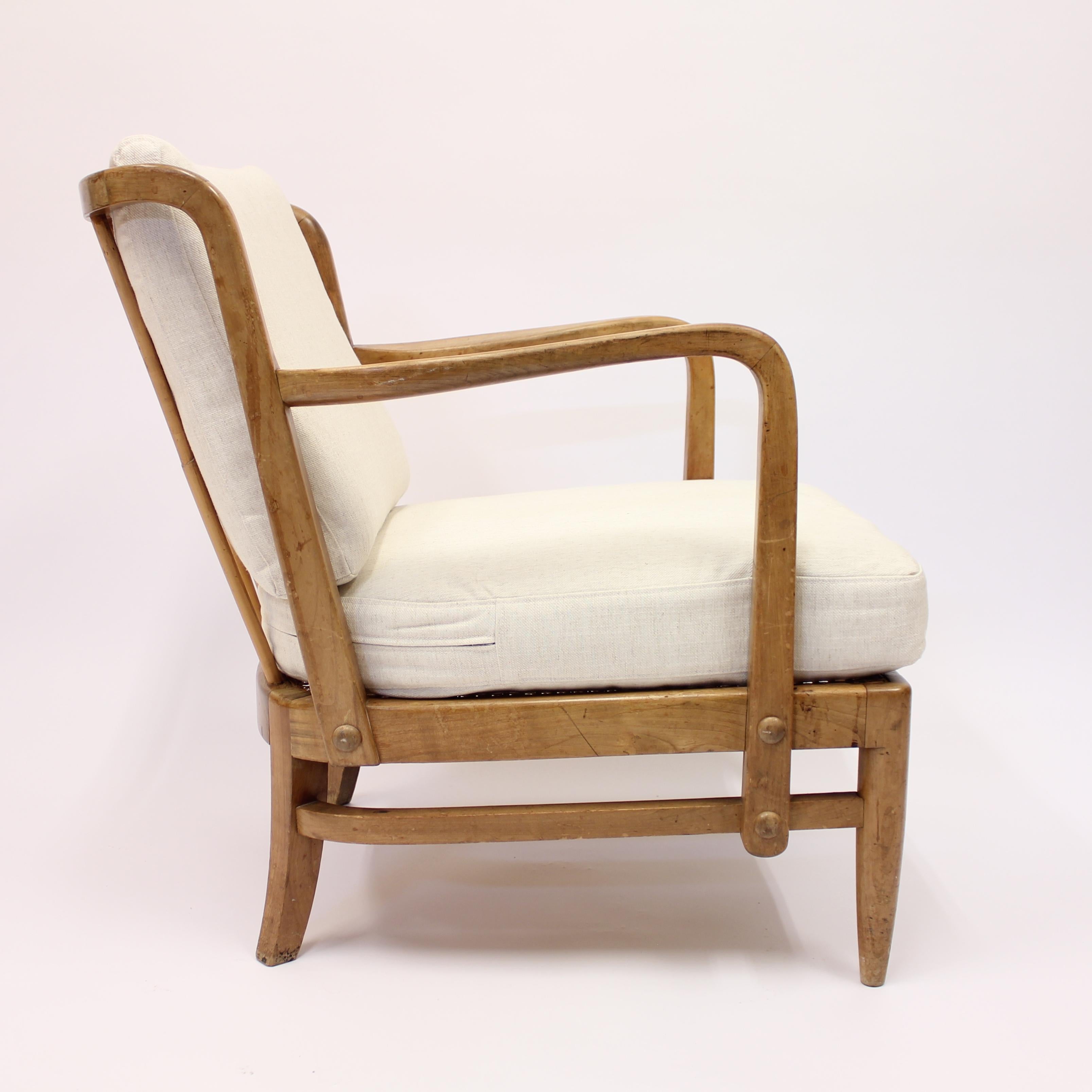 Swedish Modern Birch, Bambu & Rattan Longe Chair, Attr. to Otto Schulz, ca 1940 For Sale 4