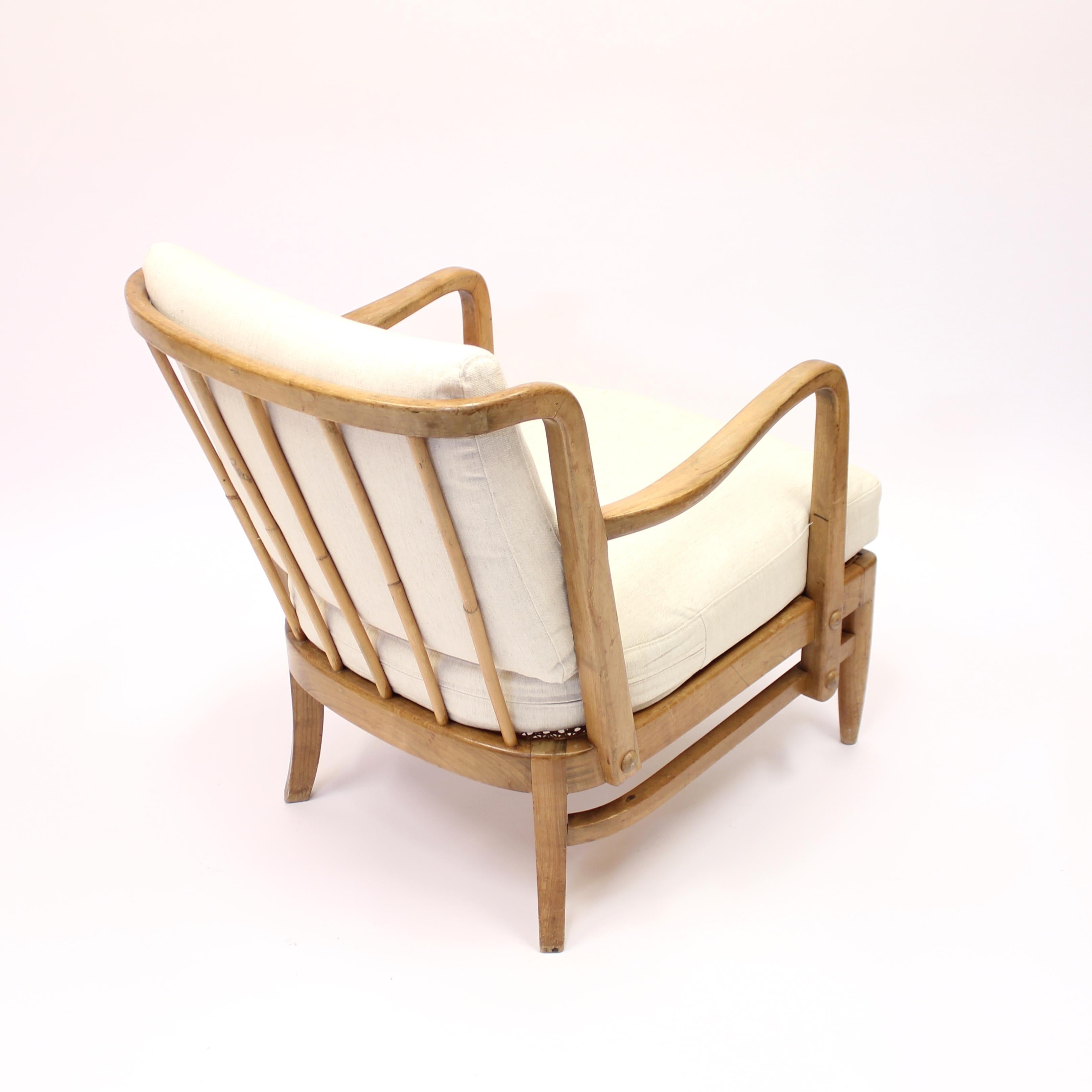 Swedish Modern Birch, Bambu & Rattan Longe Chair, Attr. to Otto Schulz, ca 1940 For Sale 5