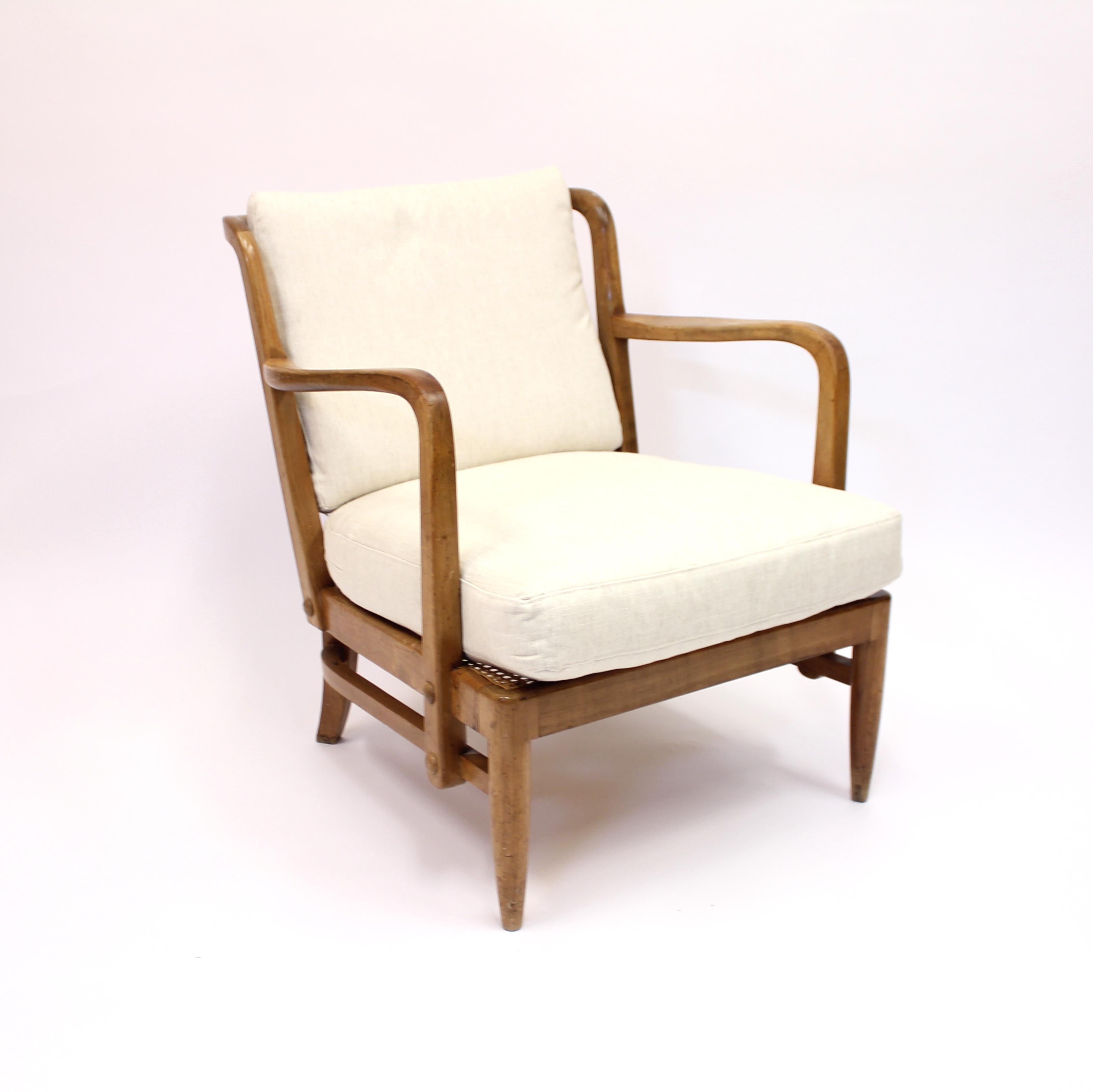 Swedish Modern Birch, Bambu & Rattan Longe Chair, Attr. to Otto Schulz, ca 1940 In Good Condition For Sale In Uppsala, SE