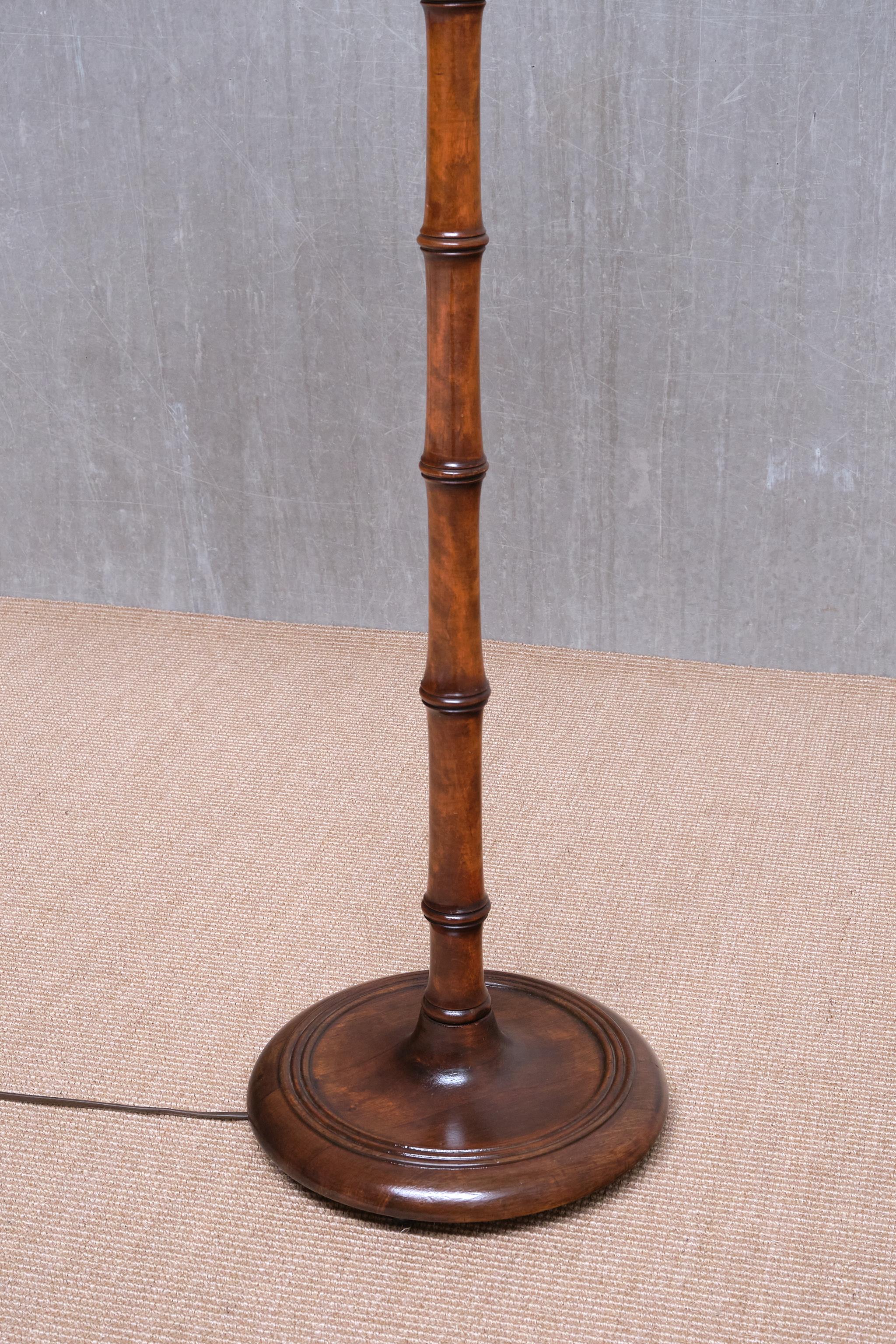 Lampada da terra moderna svedese in finto bambù di betulla con paralume regolabile avorio, anni '40 in vendita 6