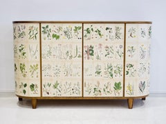 Swedish Modern Birch Sideboard with Nordens Flora Decorations