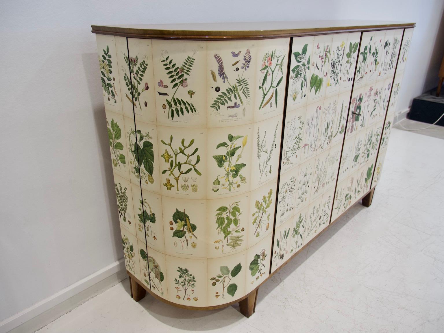 Swedish Modern Birch Sideboard with Nordens Flora Decorations In Good Condition In Madrid, ES