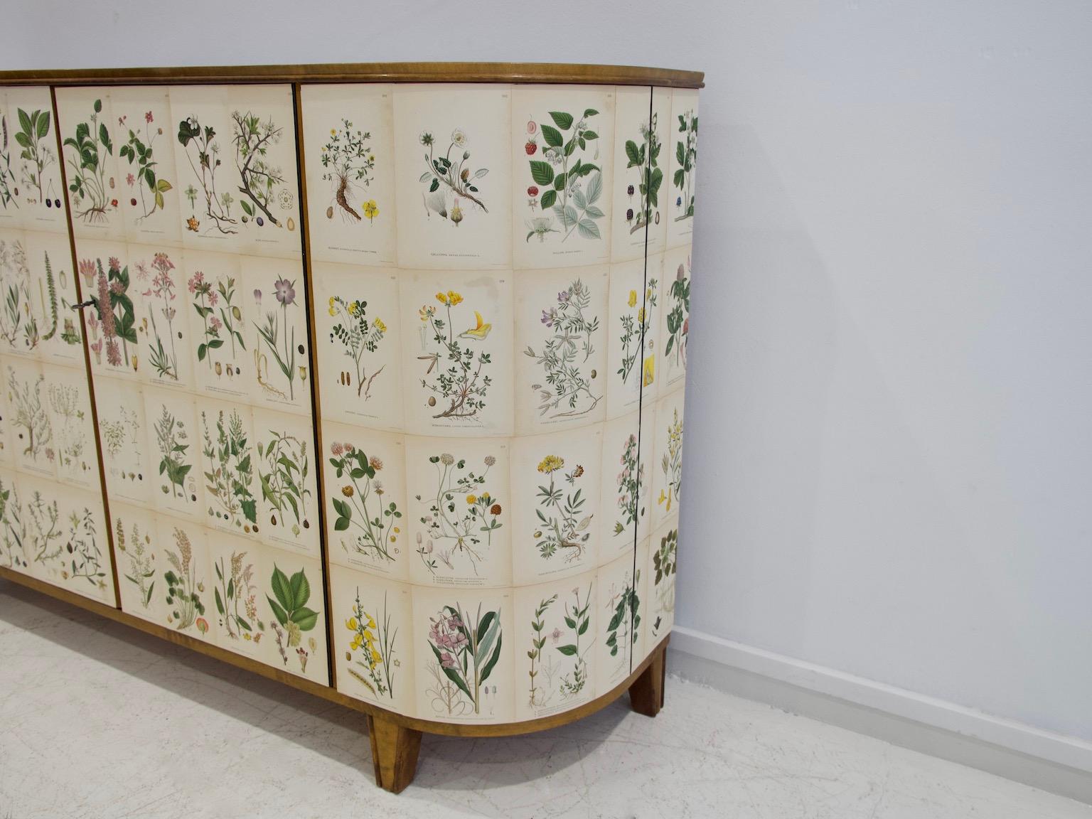 Swedish Modern Birch Sideboard with Nordens Flora Decorations 2