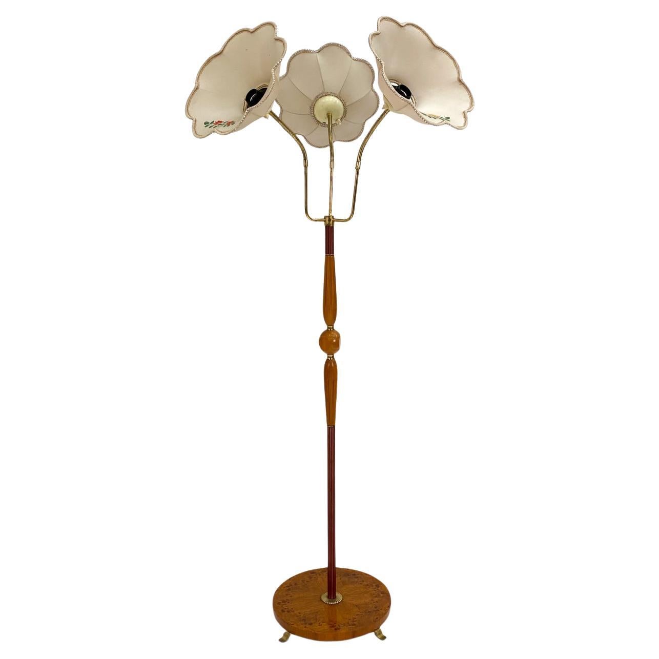 Swedish Modern Birdseye Maple Floor Lamp, Circa 1930
s