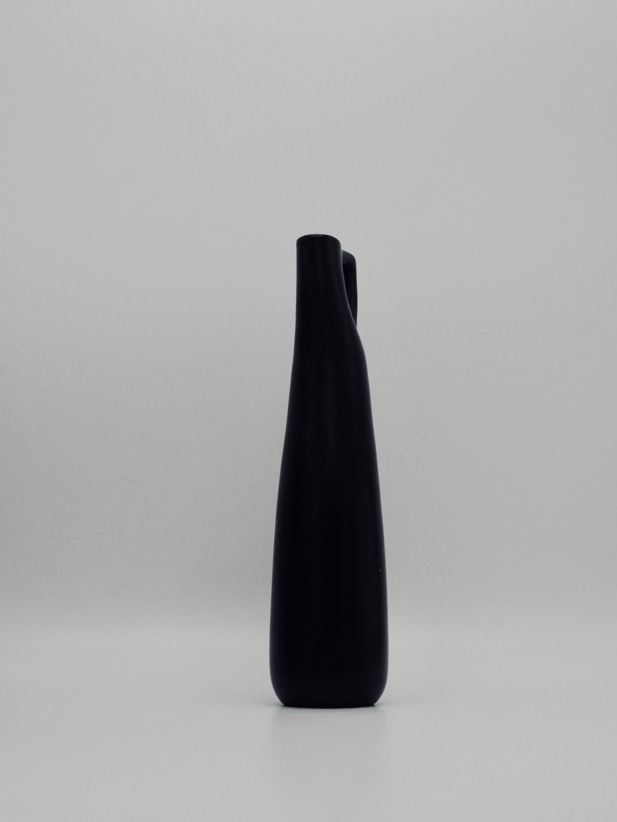 Swedish Modern Black Earthenware Vase 