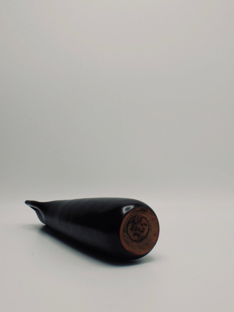 Swedish Modern Black Earthenware Vase "Somali" by Ingrid Atterberg