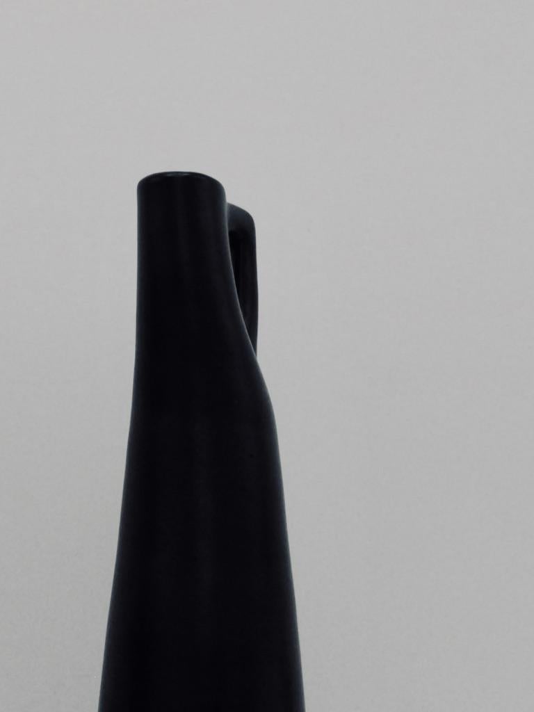 Swedish Modern Black Earthenware Vase 