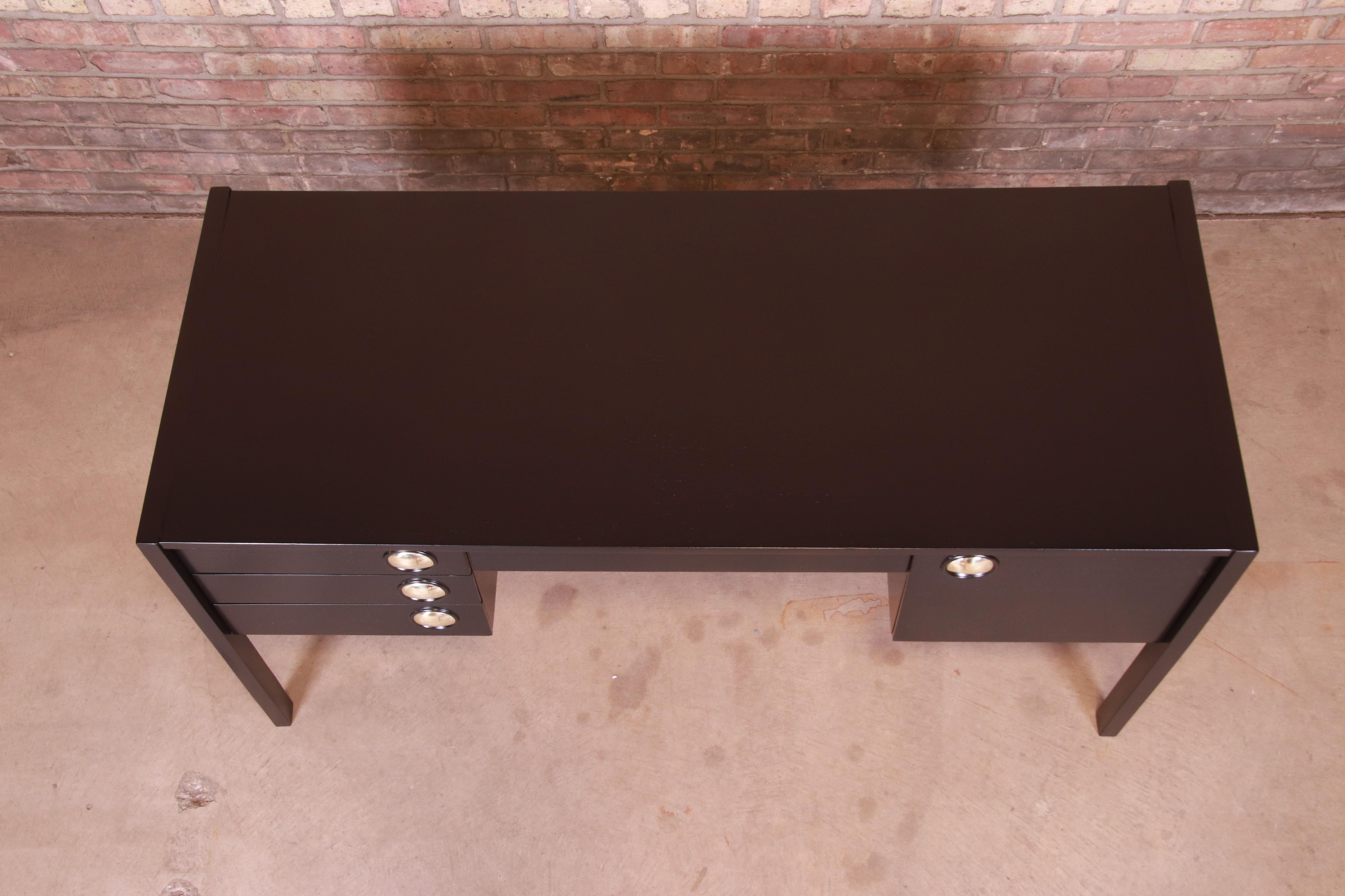 Swedish Modern Black Lacquered Desk, Newly Refinished 8