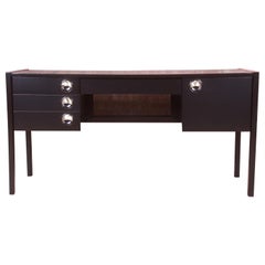 Swedish Modern Black Lacquered Desk, Newly Refinished