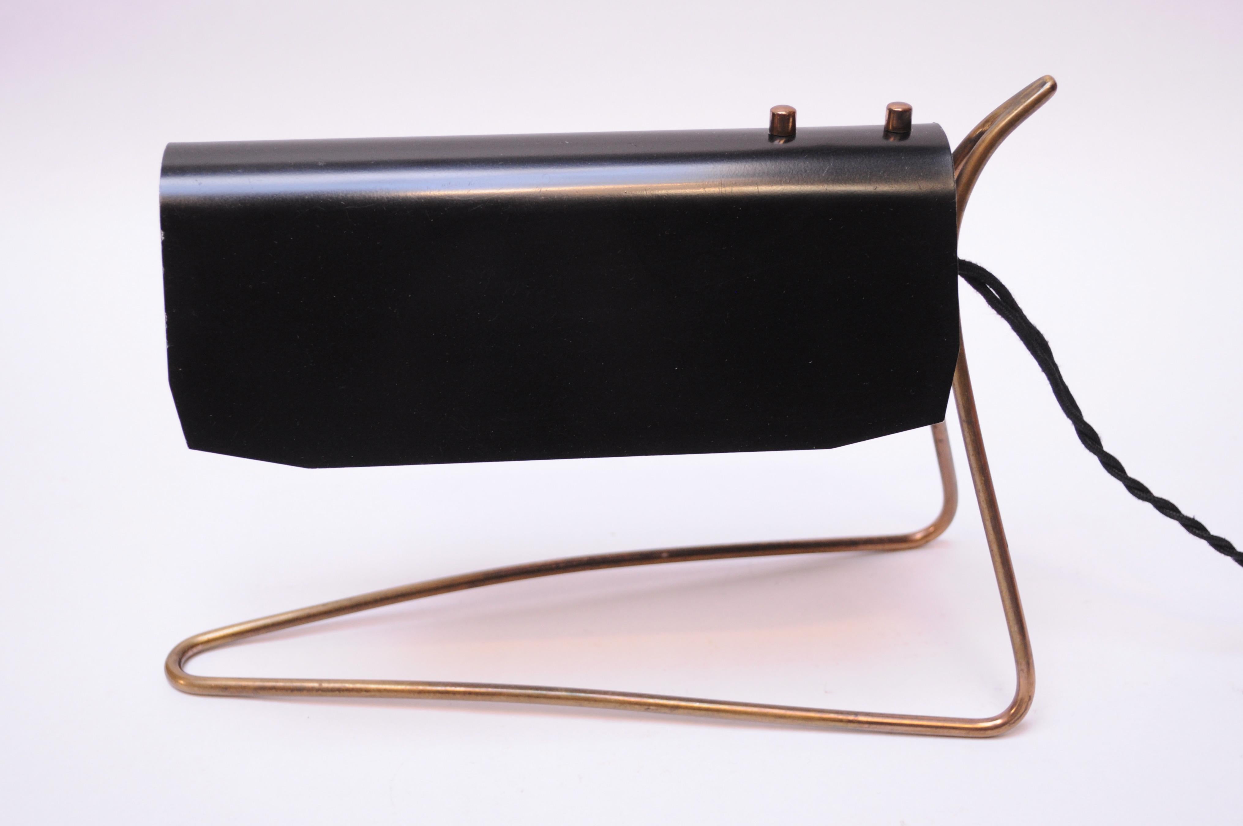 Mid-Century Modern Swedish Modern Black Metal and Brass Table Lamp  For Sale
