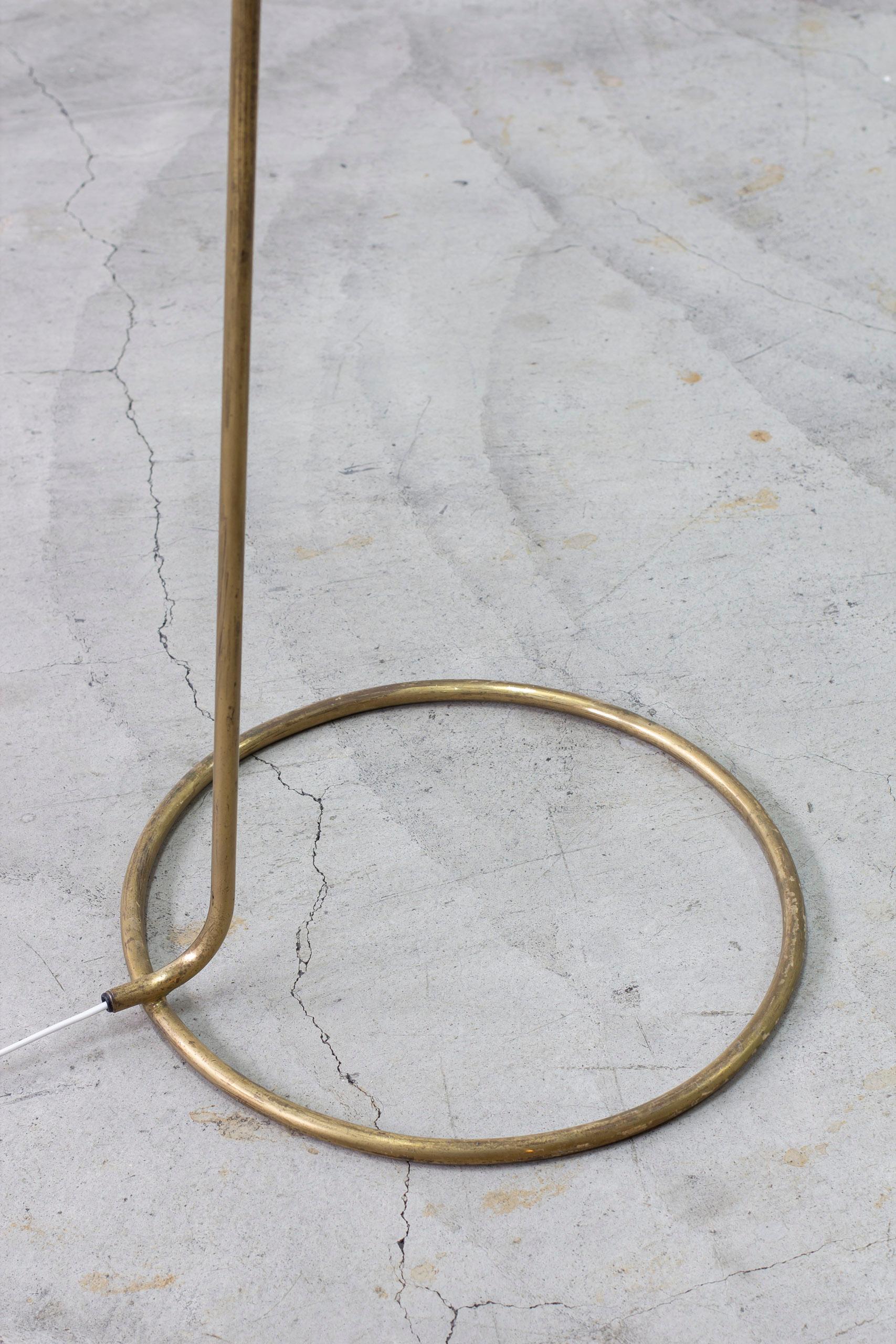 Swedish modern brass and fabric floor lamp from the 1940s 1