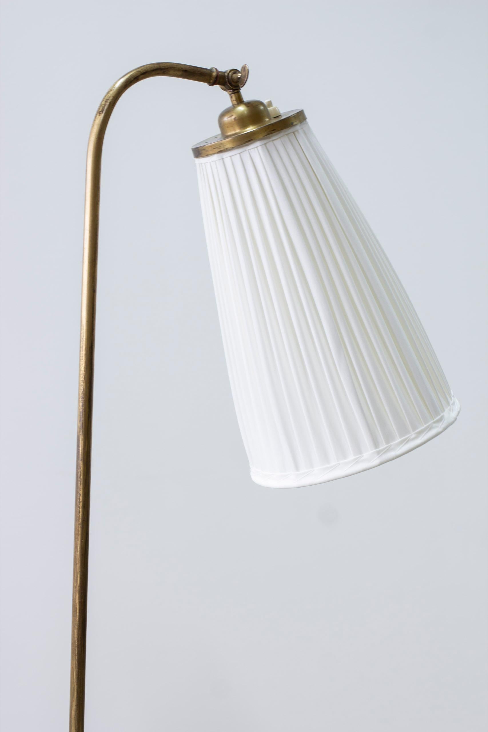 Swedish modern brass and fabric floor lamp from the 1940s 2