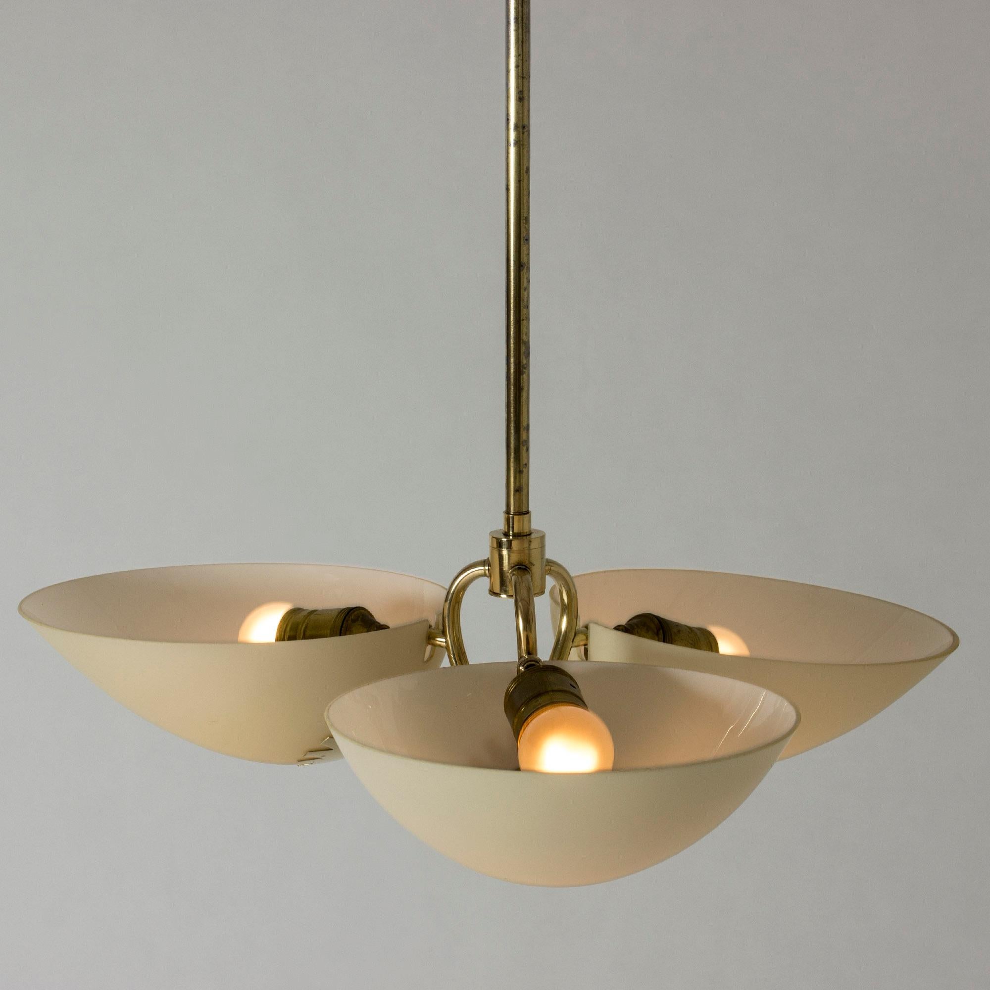 Swedish Modern Brass and Glass Chandelier from Böhlmarks, Sweden, 1940s 1