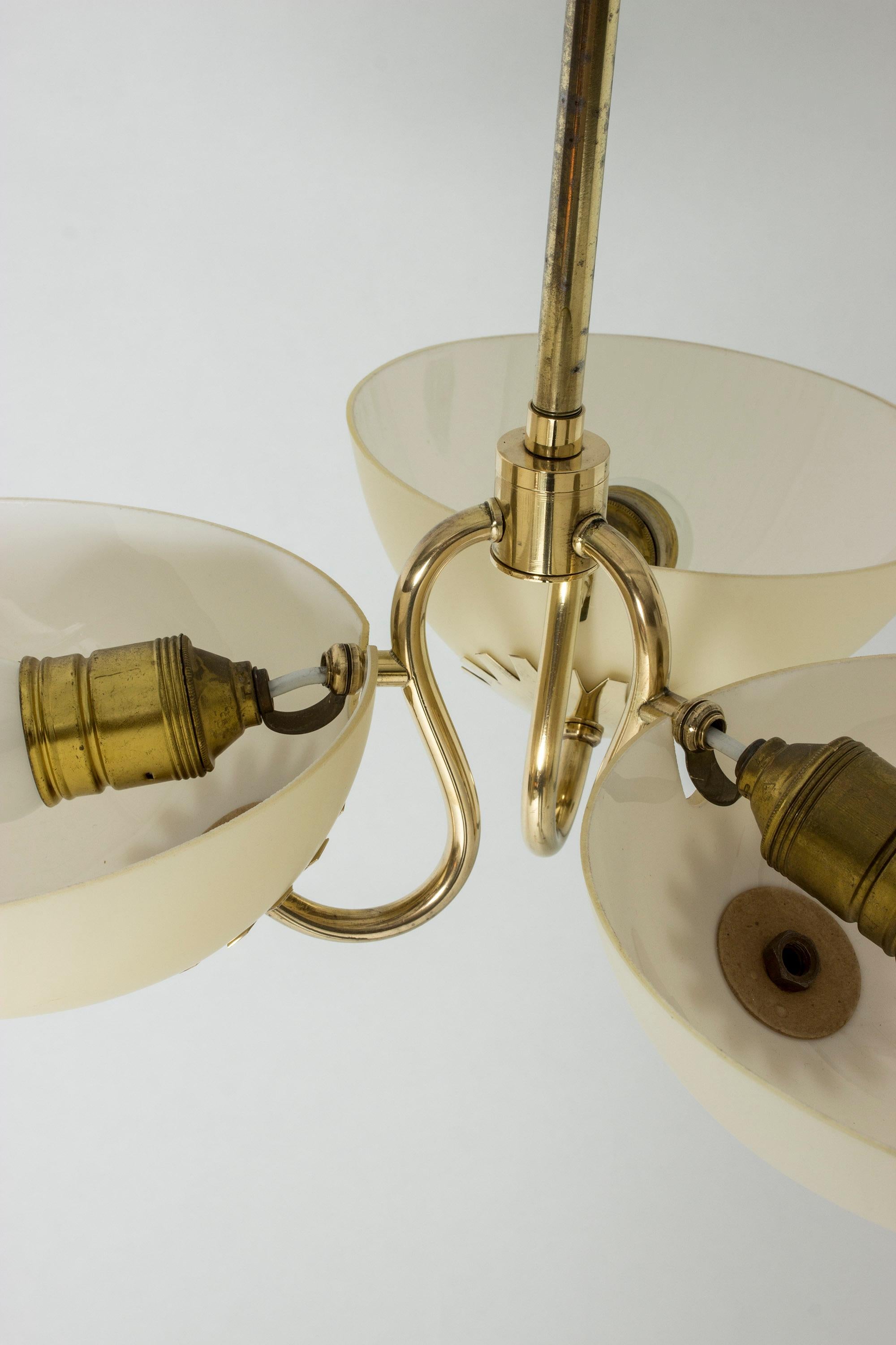 Swedish Modern Brass and Glass Chandelier from Böhlmarks, Sweden, 1940s 2