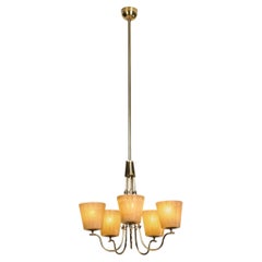 Swedish Modern Brass and Glass Chandelier, Sweden 1940s