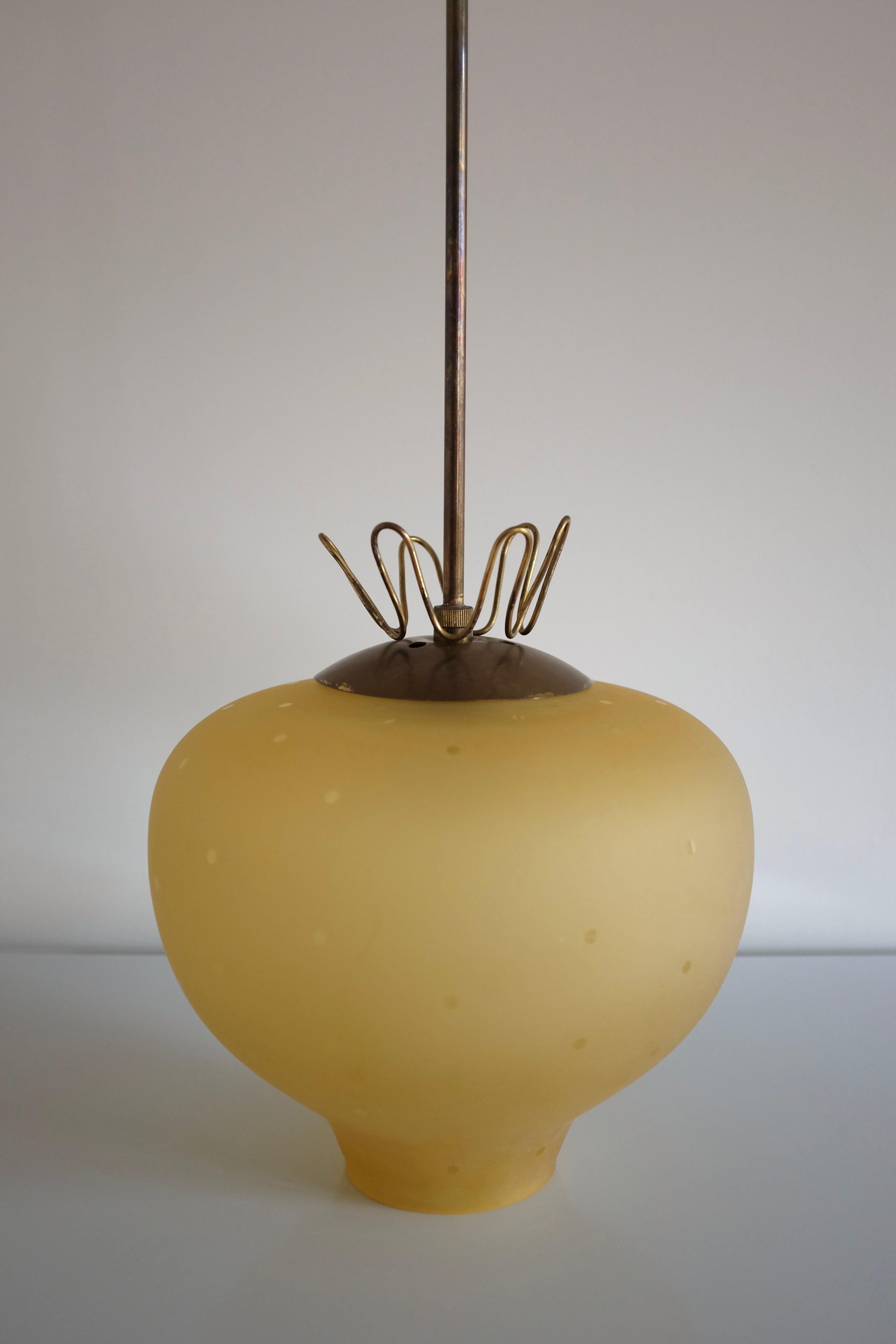 Scandinavian Modern Swedish Modern Brass and Glass Pendant For Sale