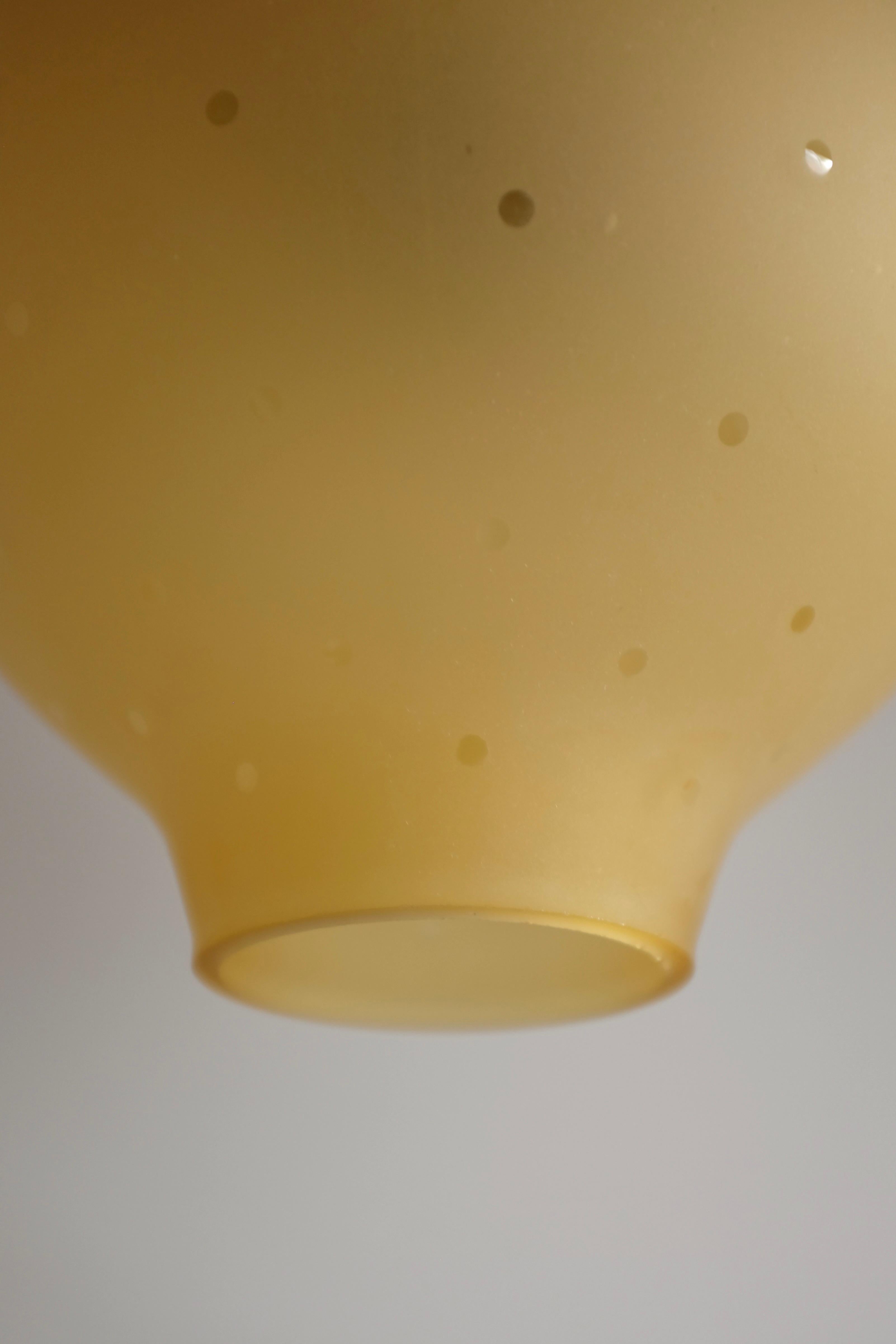 Metal Swedish Modern Brass and Glass Pendant For Sale