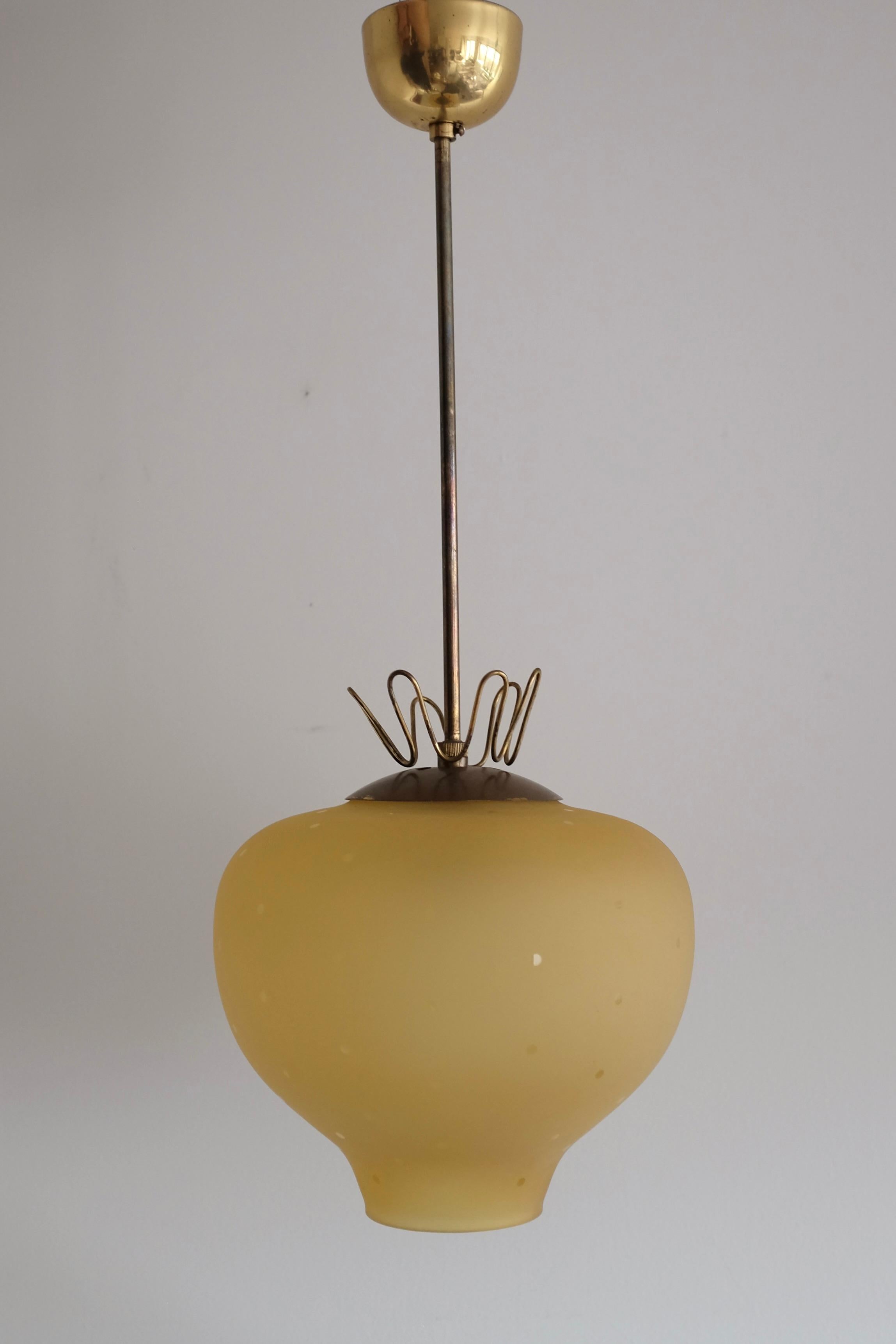 Swedish Modern Brass and Glass Pendant For Sale 1