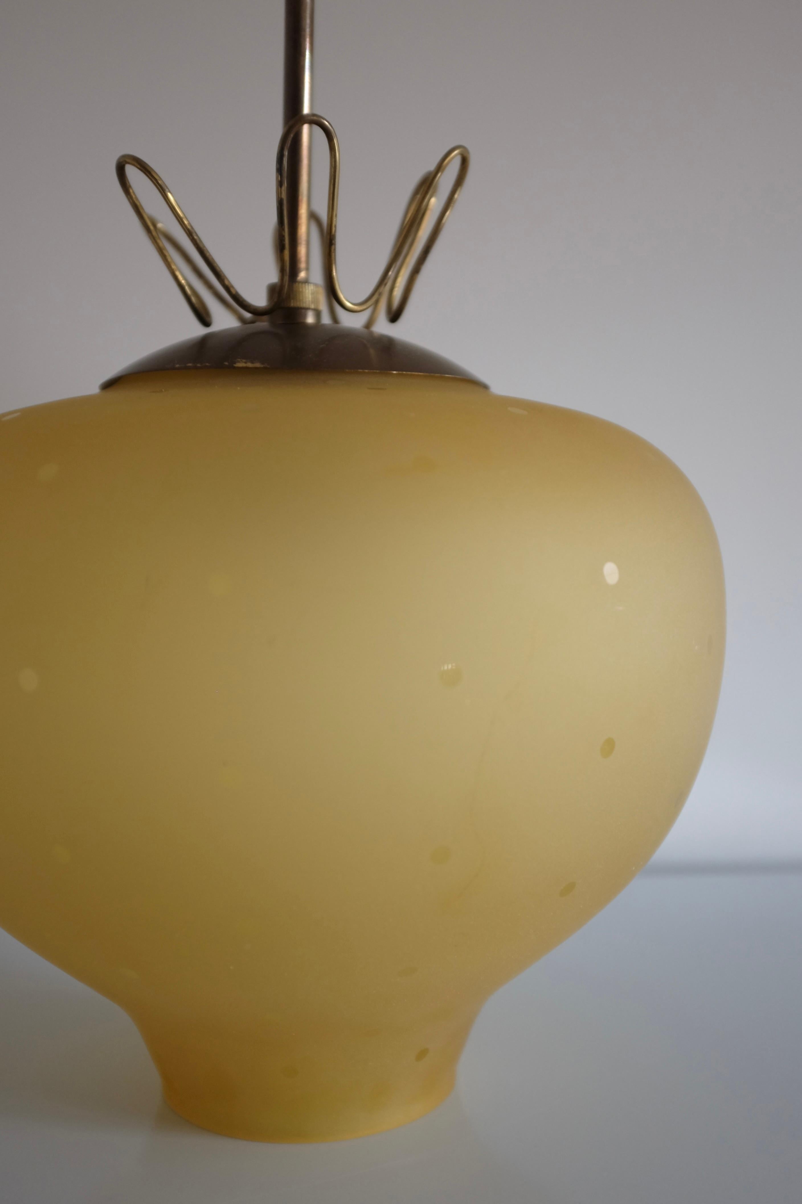 Swedish Modern Brass and Glass Pendant For Sale 2
