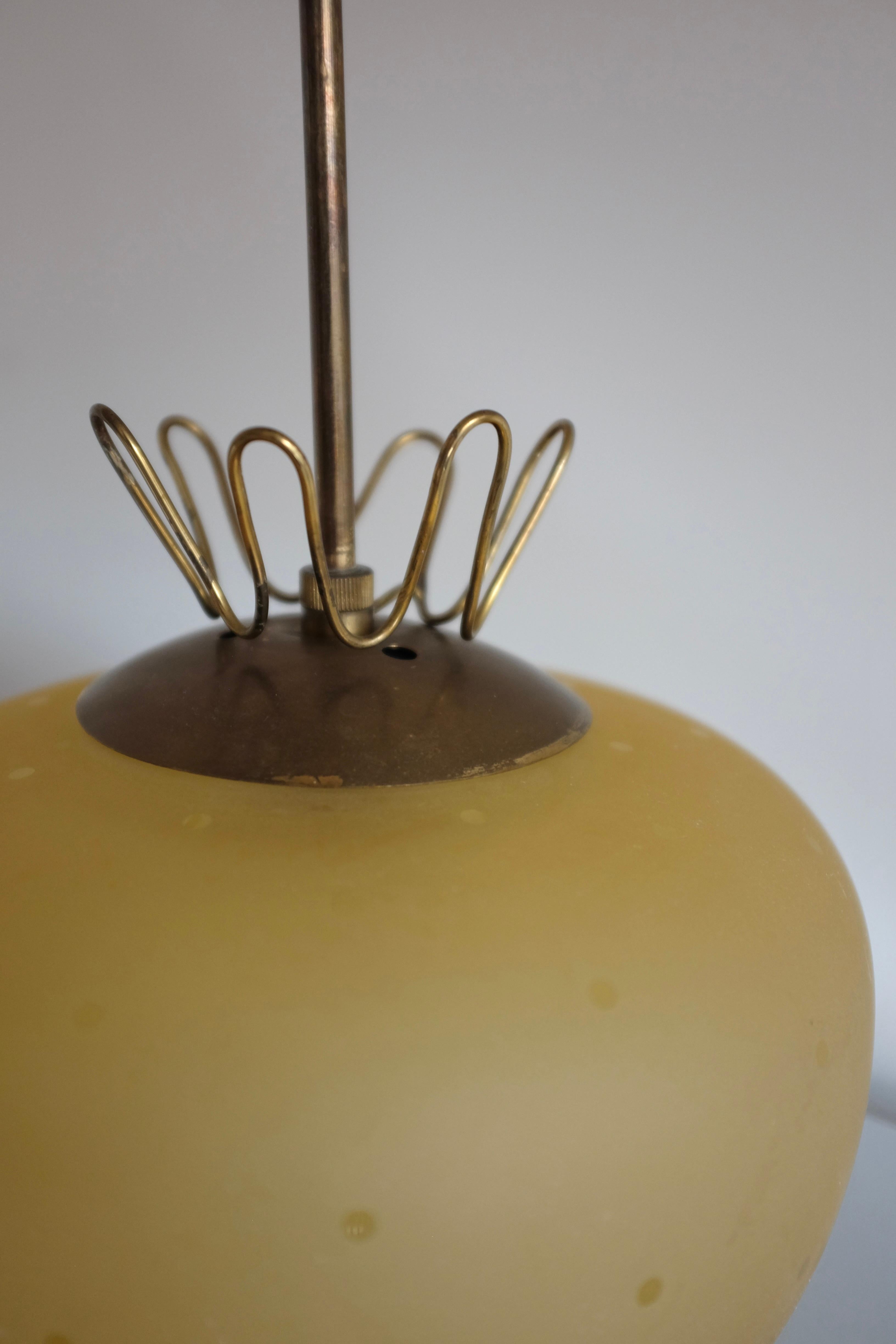 Swedish Modern Brass and Glass Pendant For Sale 3