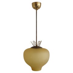 Swedish Modern Brass and Glass Pendant