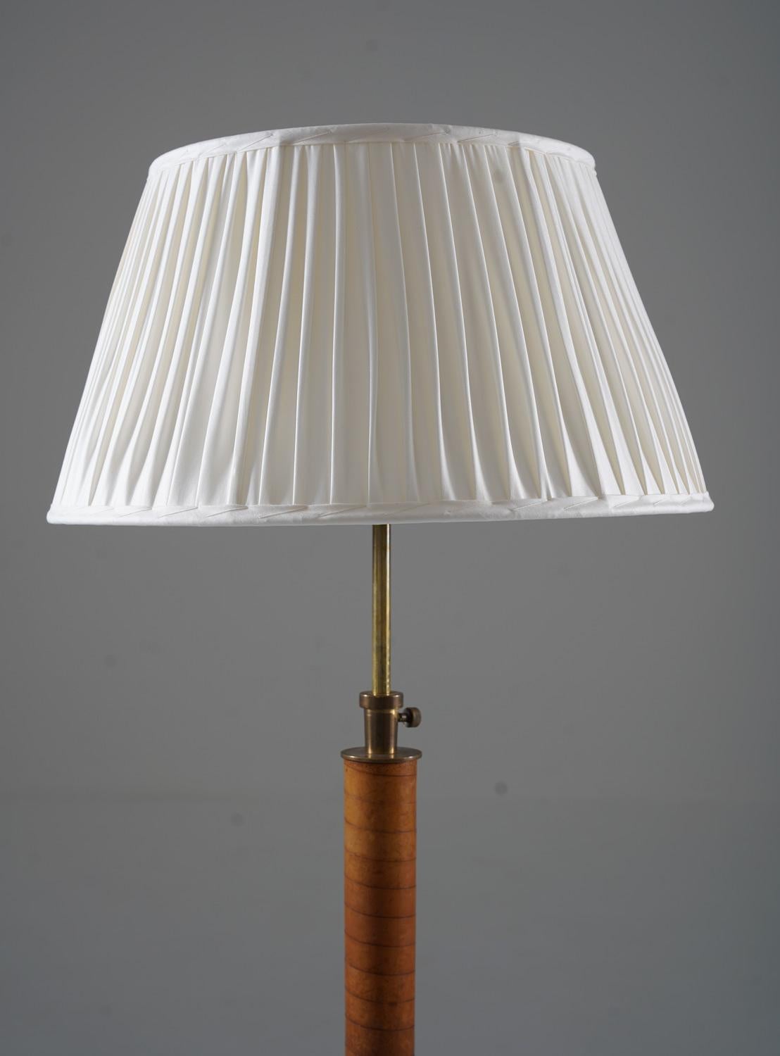Scandinavian Modern Swedish Modern Brass and Leather Floor Lamp